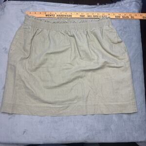 J.Crew Linen Cotton Mini Skirt Size 14 | Sage Green | Elastic Waist | AS-IS